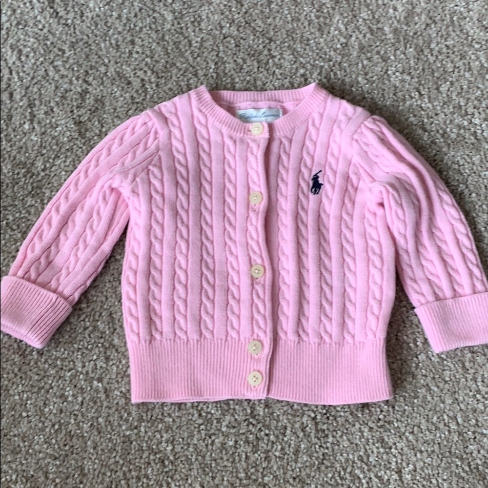 Ralph Lauren pink button up sweater